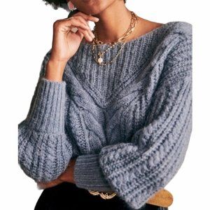 Sezane Pull Marius In Bleu Vintage Sweater S